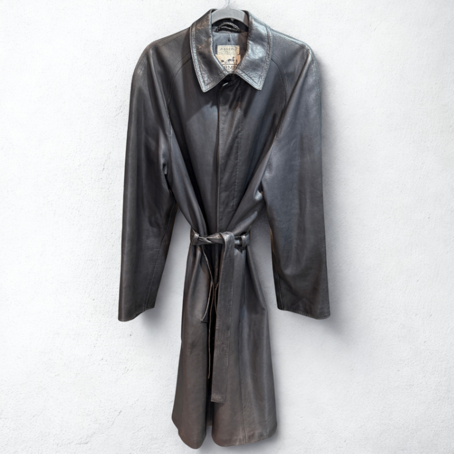 HERMES Vintage Leather Trench