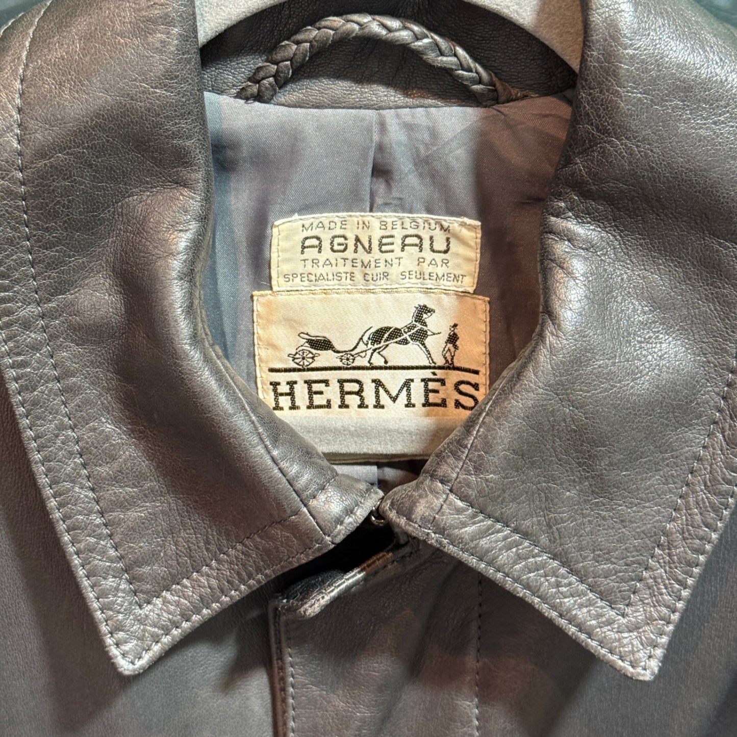 HERMES Vintage Leather Trench