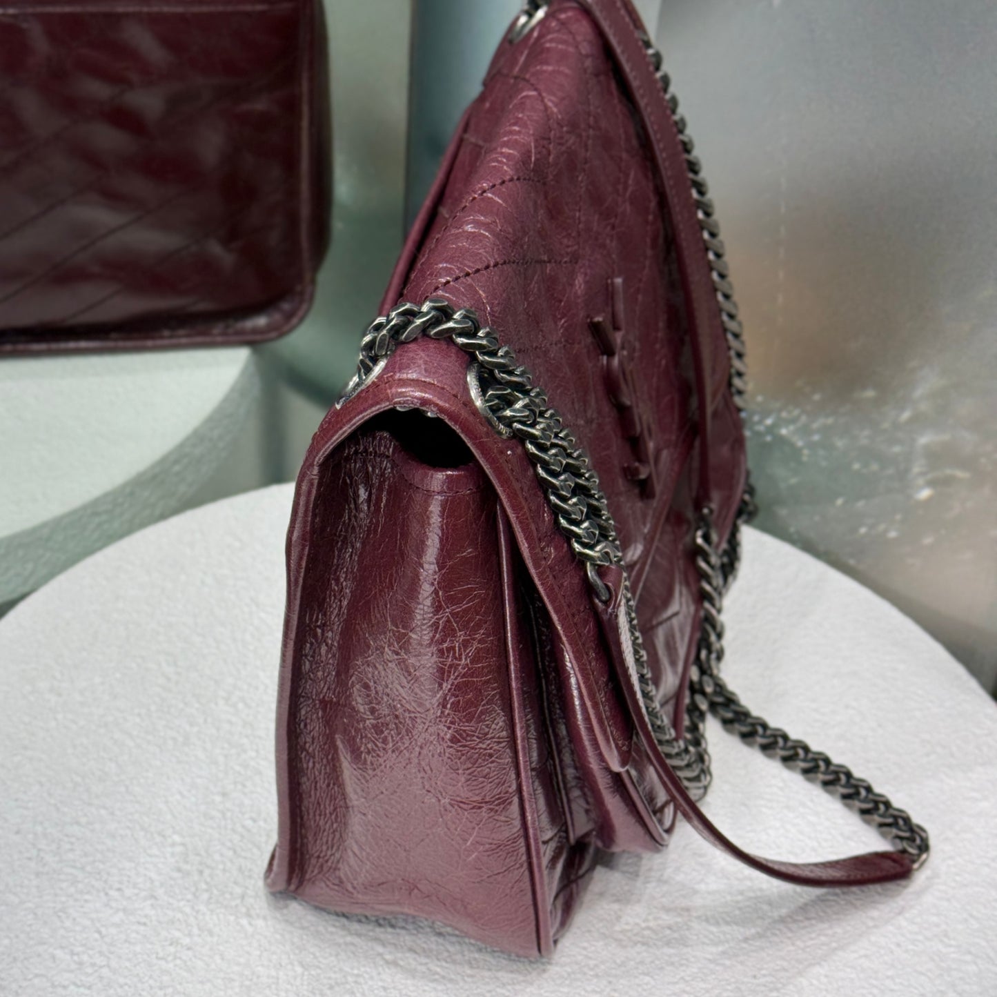 SAINT LAURENT Niki Crossbody Bag Bordeaux