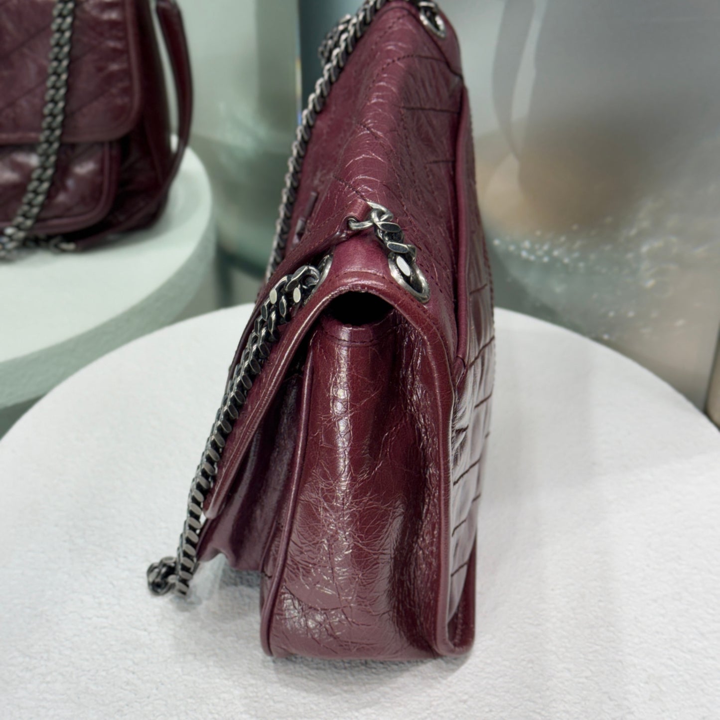 SAINT LAURENT Niki Crossbody Bag Bordeaux