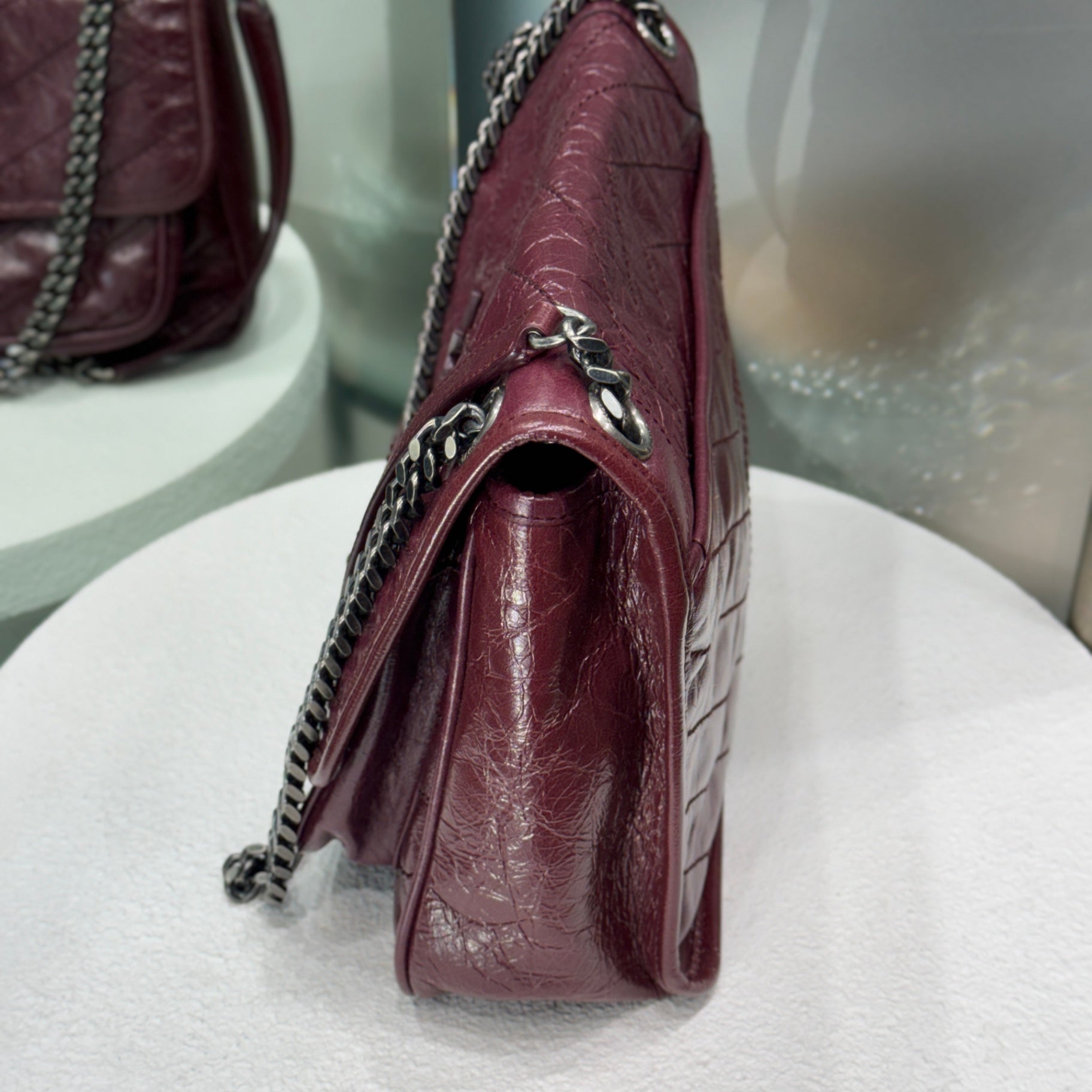 SAINT LAURENT Niki Crossbody Bag Bordeaux