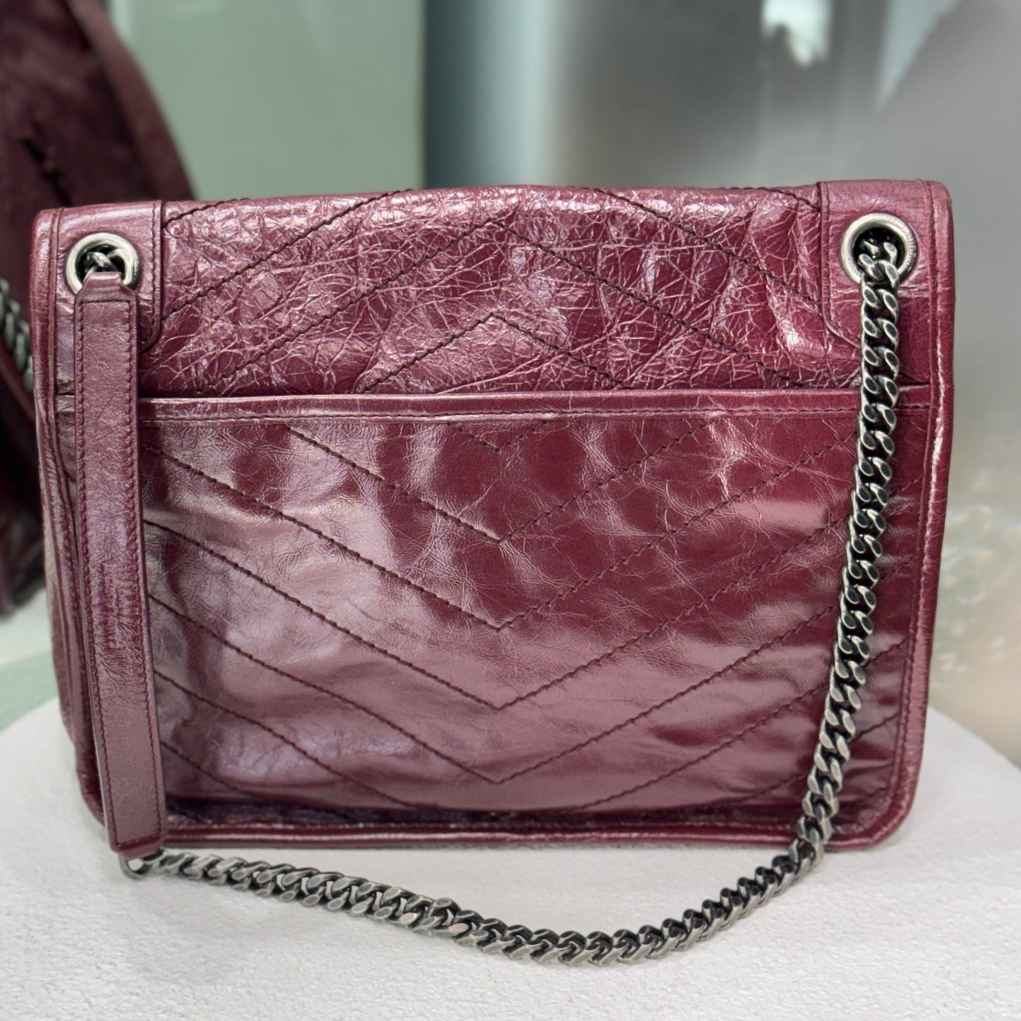 SAINT LAURENT Niki Crossbody Bag Bordeaux