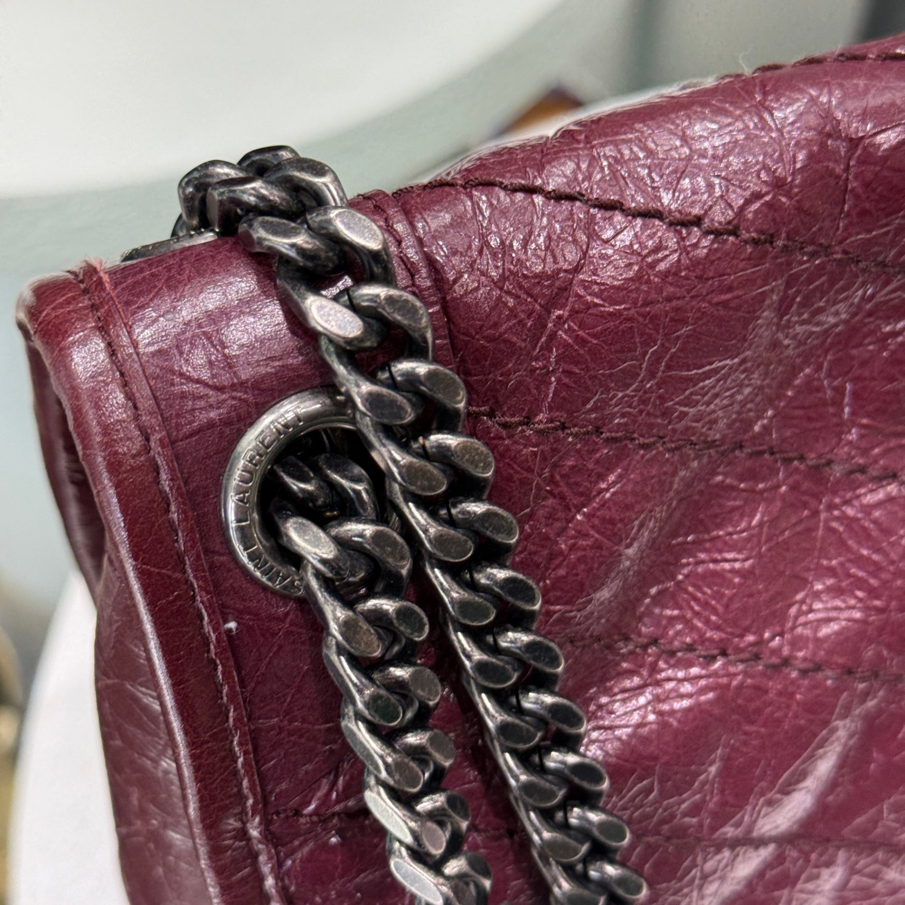 SAINT LAURENT Niki Crossbody Bag Bordeaux