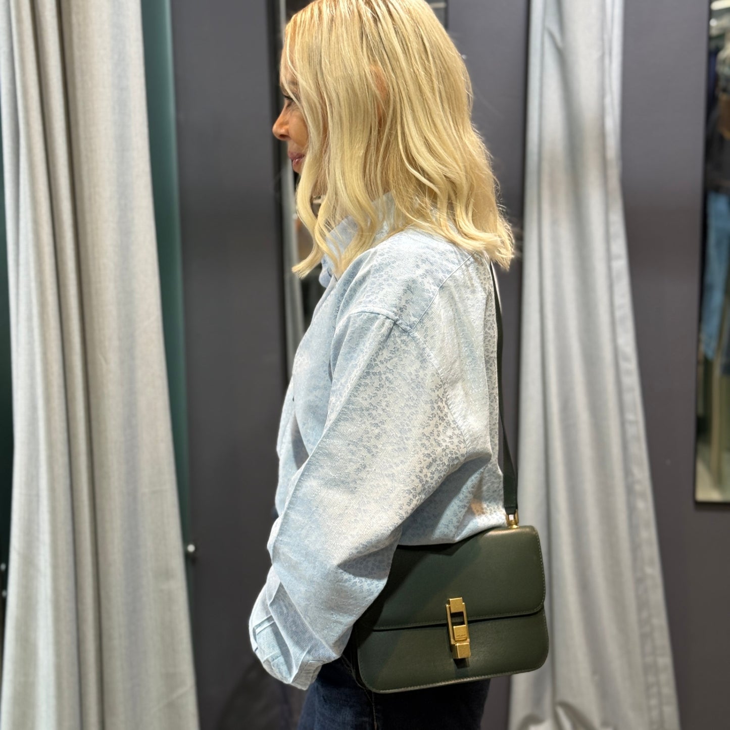 SAINT LAURENT Le Carré Shoulder Bag Green