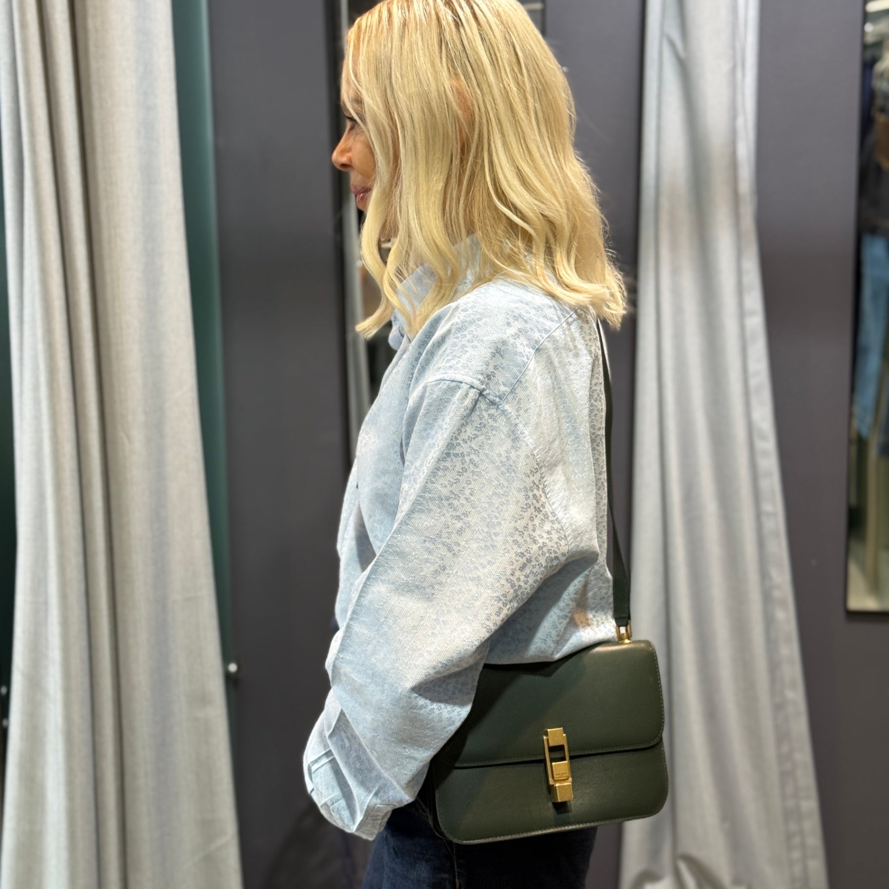 SAINT LAURENT Le Carré Shoulder Bag Green