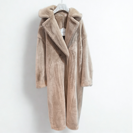 SASS & BIDE Beige Faux Fur Coat Sz 8