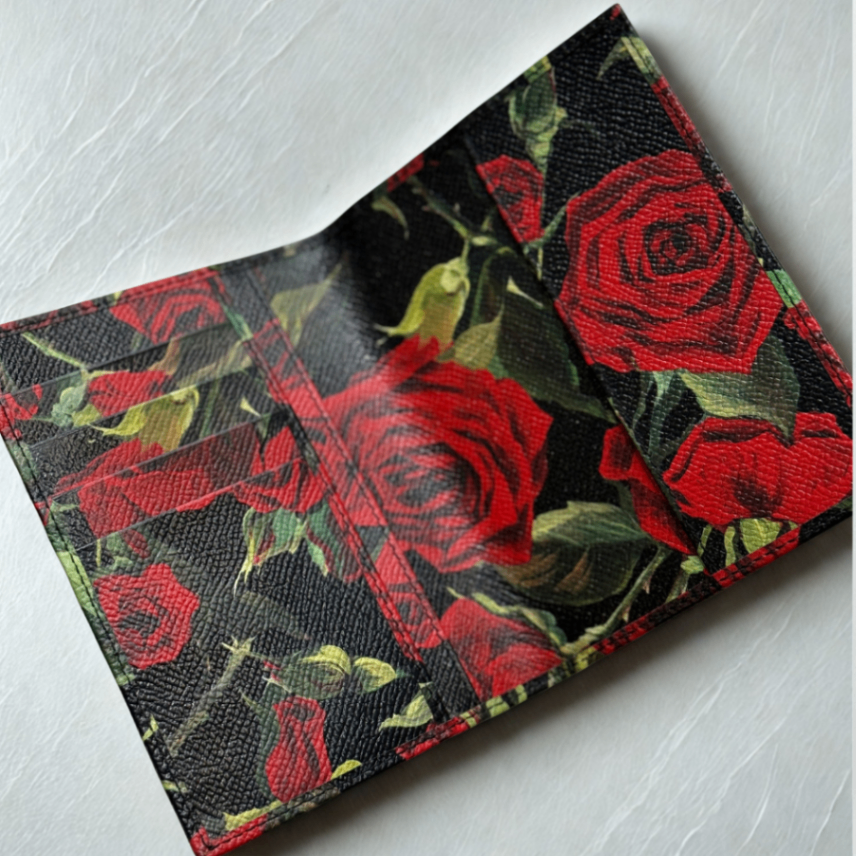 DOLCE & GABBANA Dauphine Red Rose-Print Passport Holder