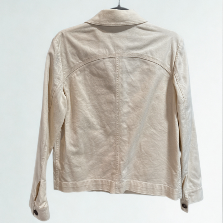 LEE MATHEWS Creme Cropped Denim Jacket Sz 2