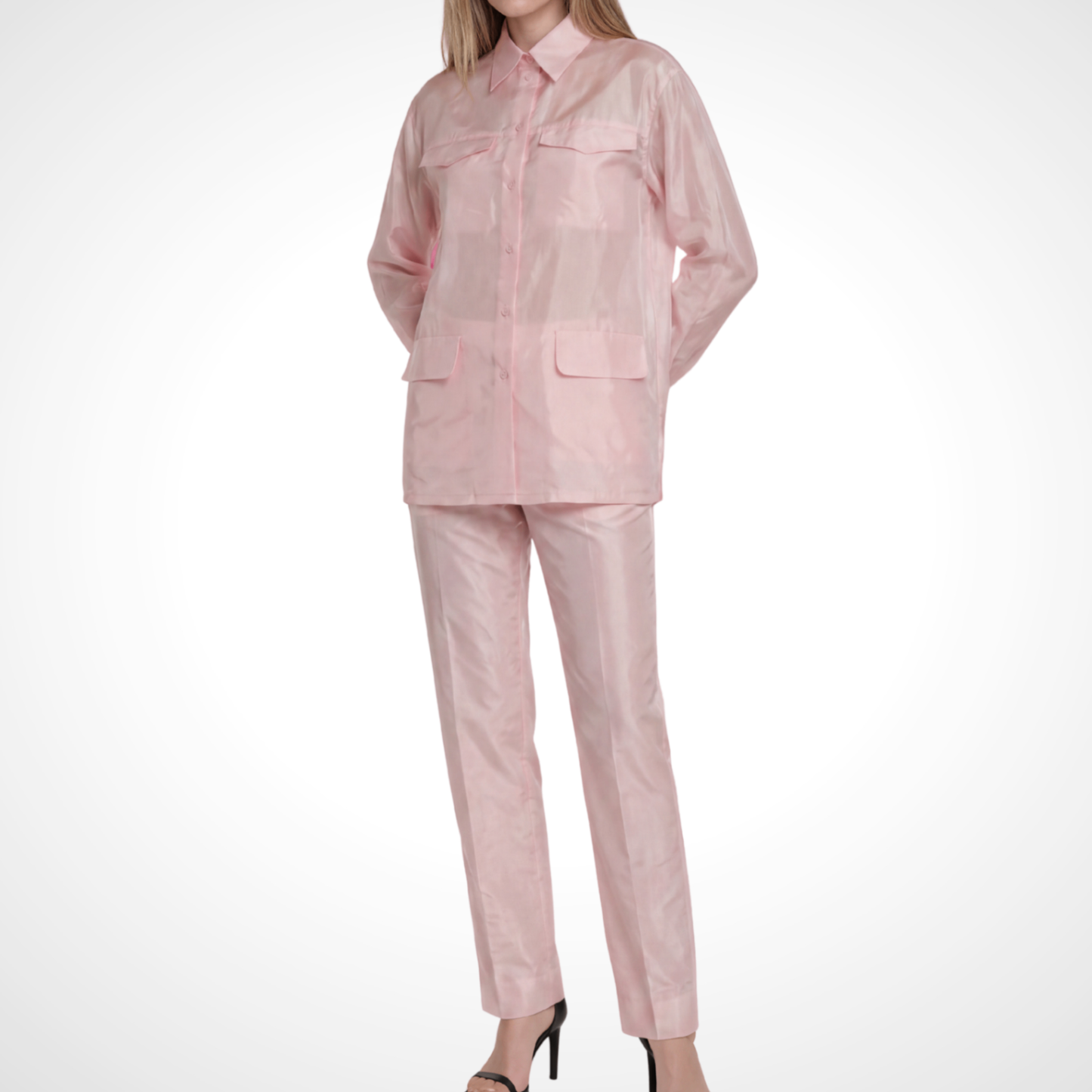 PRADA Light Pink Taffeta Suit Set Sz 38
