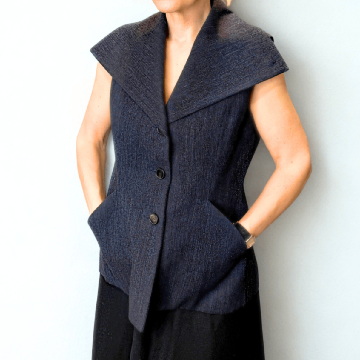 DIOR Navy Wool Vest Sz 40