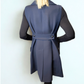 DIOR Navy Wool Silk Button Dress Sz 40