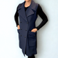 DIOR Navy Wool Silk Button Dress Sz 40