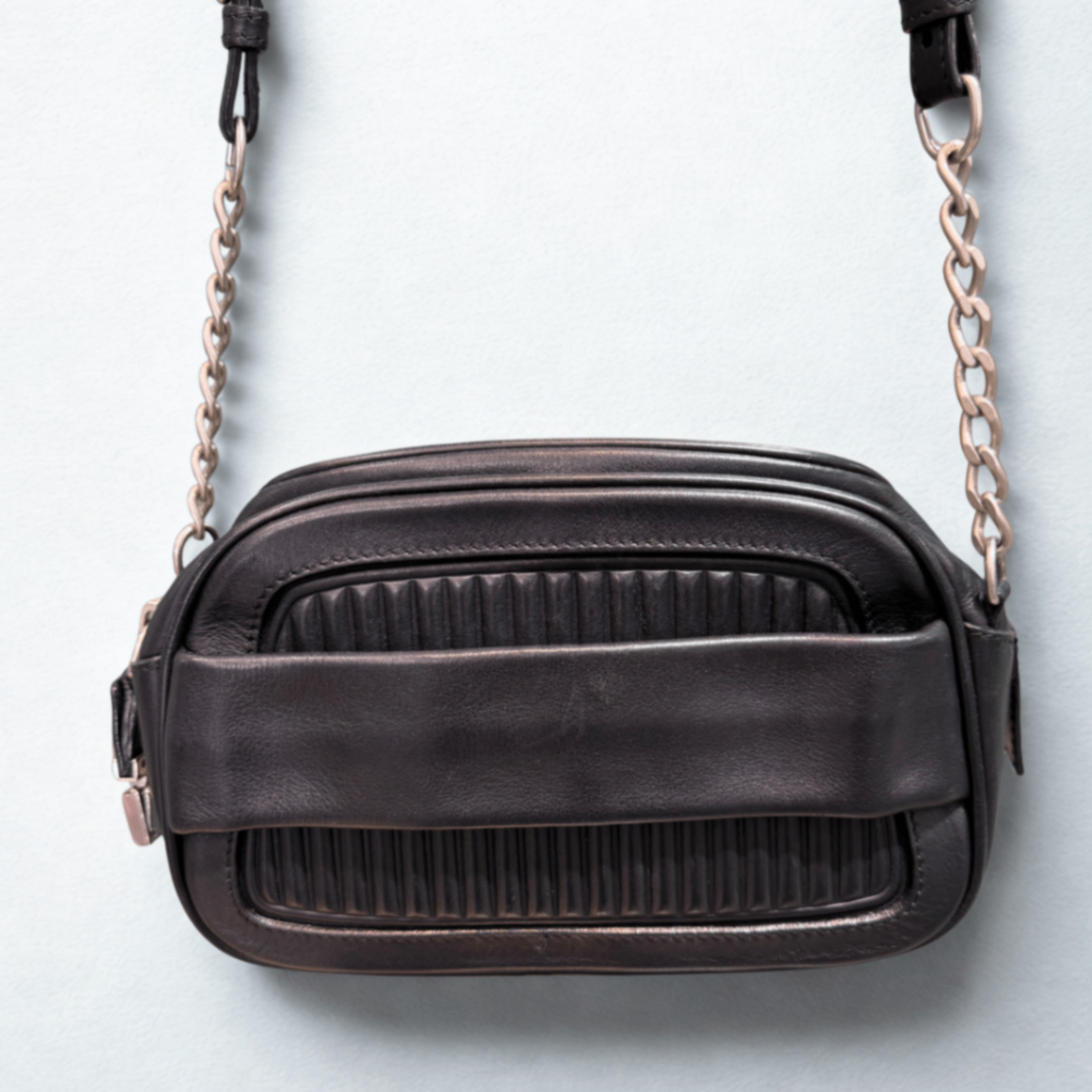 Sportsmax black leather cross body bag