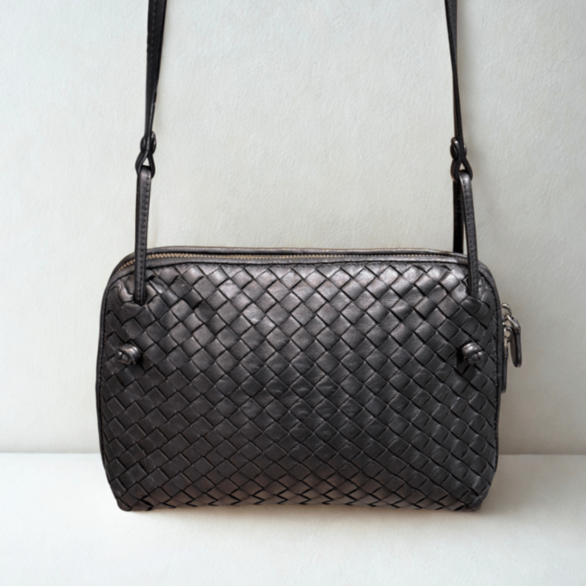 BOTTEGA VENETA Black Intrecciato Crossbody Bag