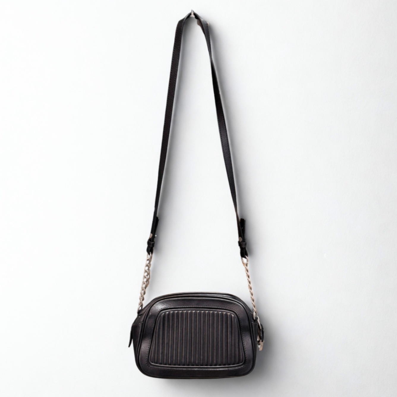 Sportsmax black leather cross body bag