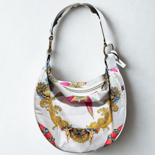 VERSACE White Nylon Shoulder Bag