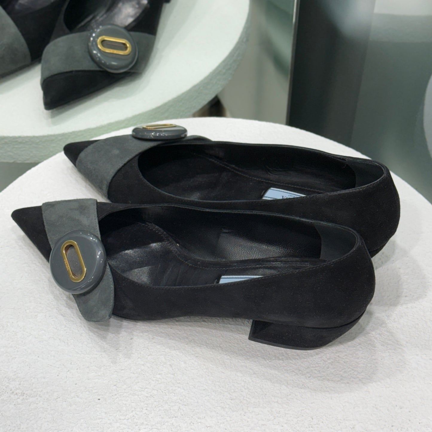 PRADA Black Suede Mules Sz 37