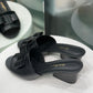 FERRAGAMO Black Bow Wedge Sandals Sz 41.5