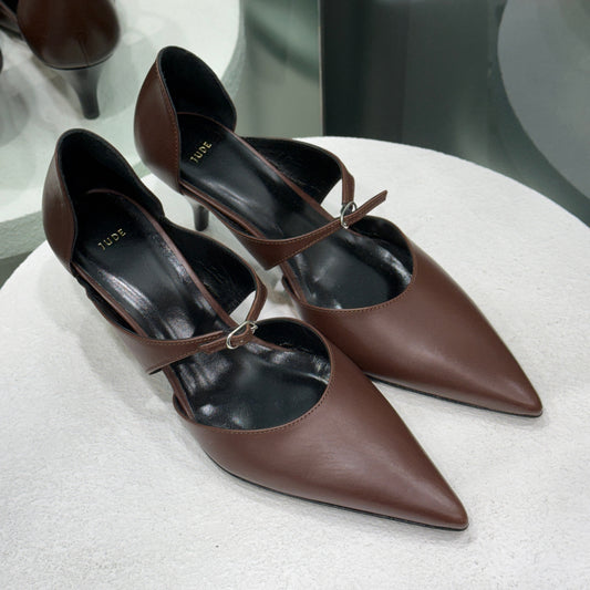 JUDE Brown Kitten Heel Sz 37