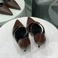 JUDE Brown Kitten Heel Sz 37