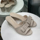 FERRAGAMO Nude Bow Wedge Sandals Sz 41.5