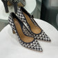 BALLY Black & White Woven Leather Heels Sz 40