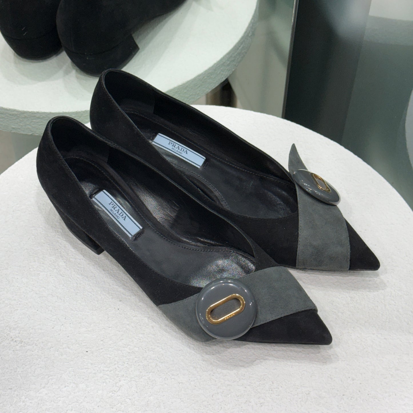 PRADA Black Suede Mules Sz 37