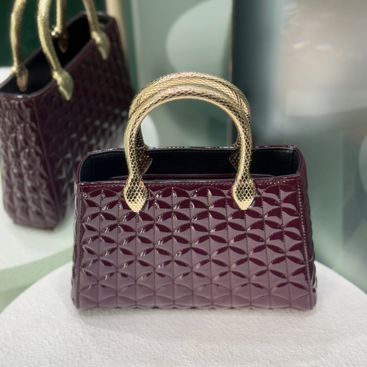BVLGARI Serpenti Duo Top Handle - Burgundy