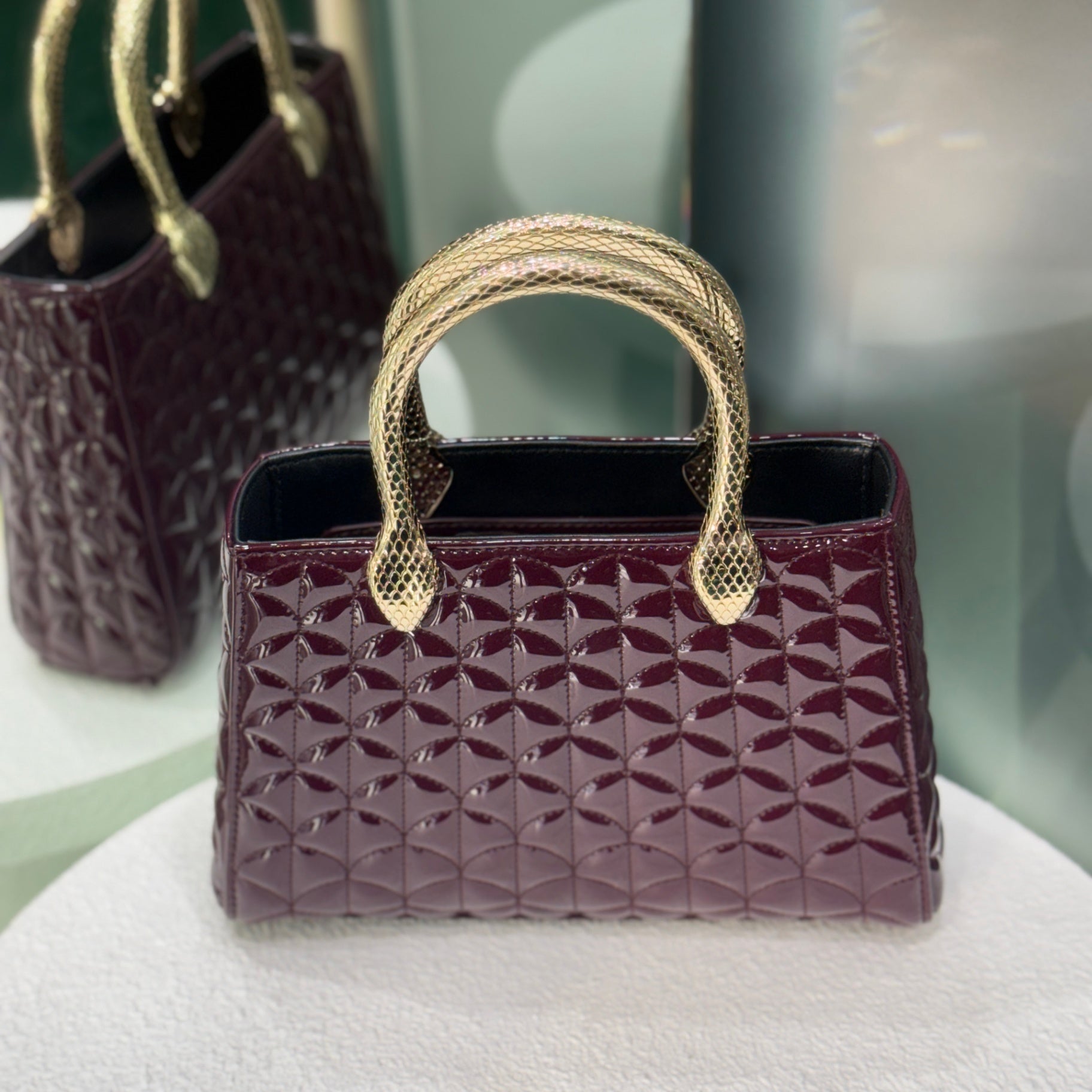 BVLGARI Serpenti Duo Top Handle - Burgundy