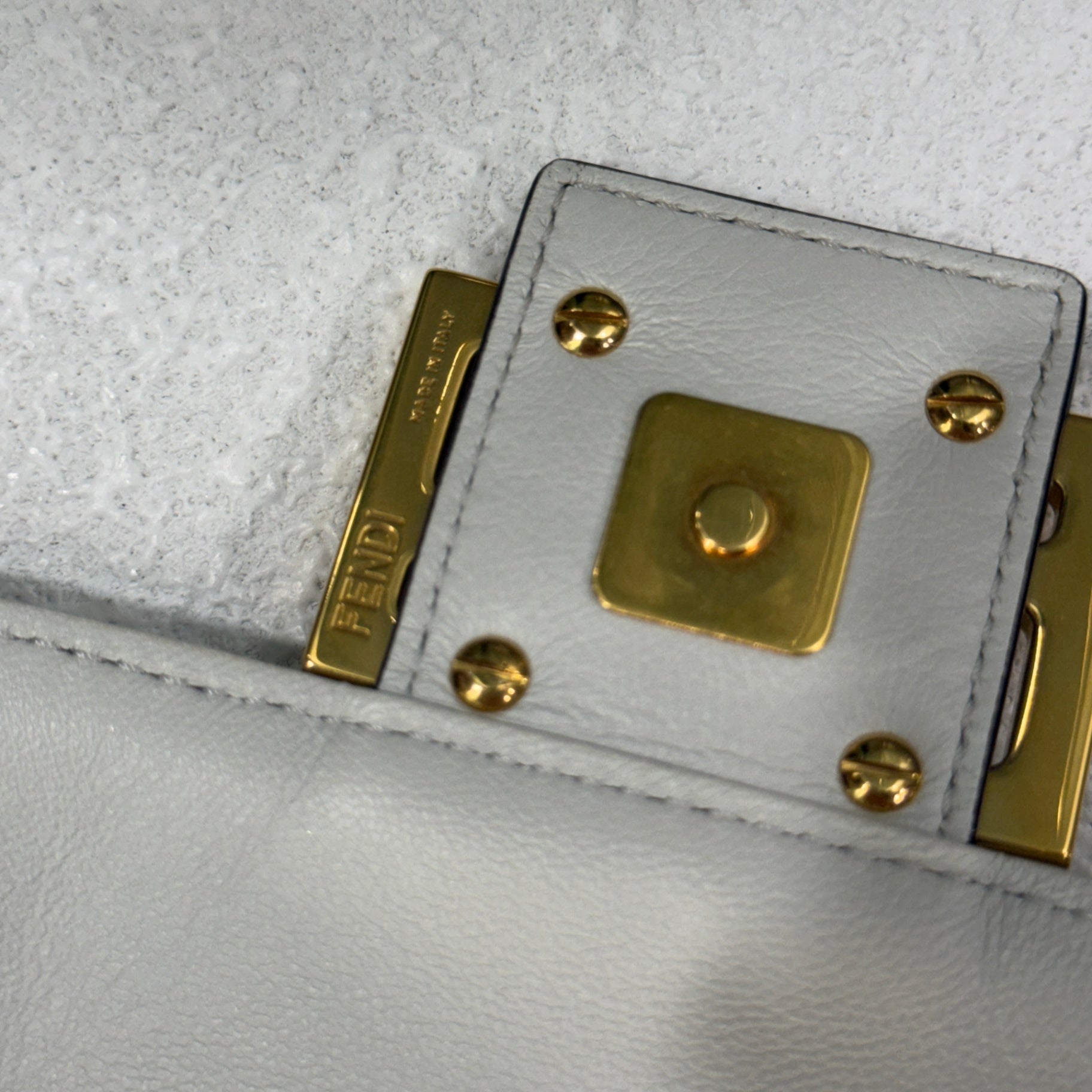FENDI Baguette Leather Bag - White