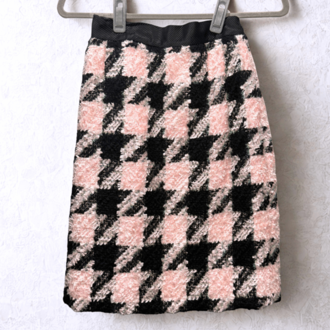 ESCADA Vintage Pink Houndstooth Skirt Sz 38