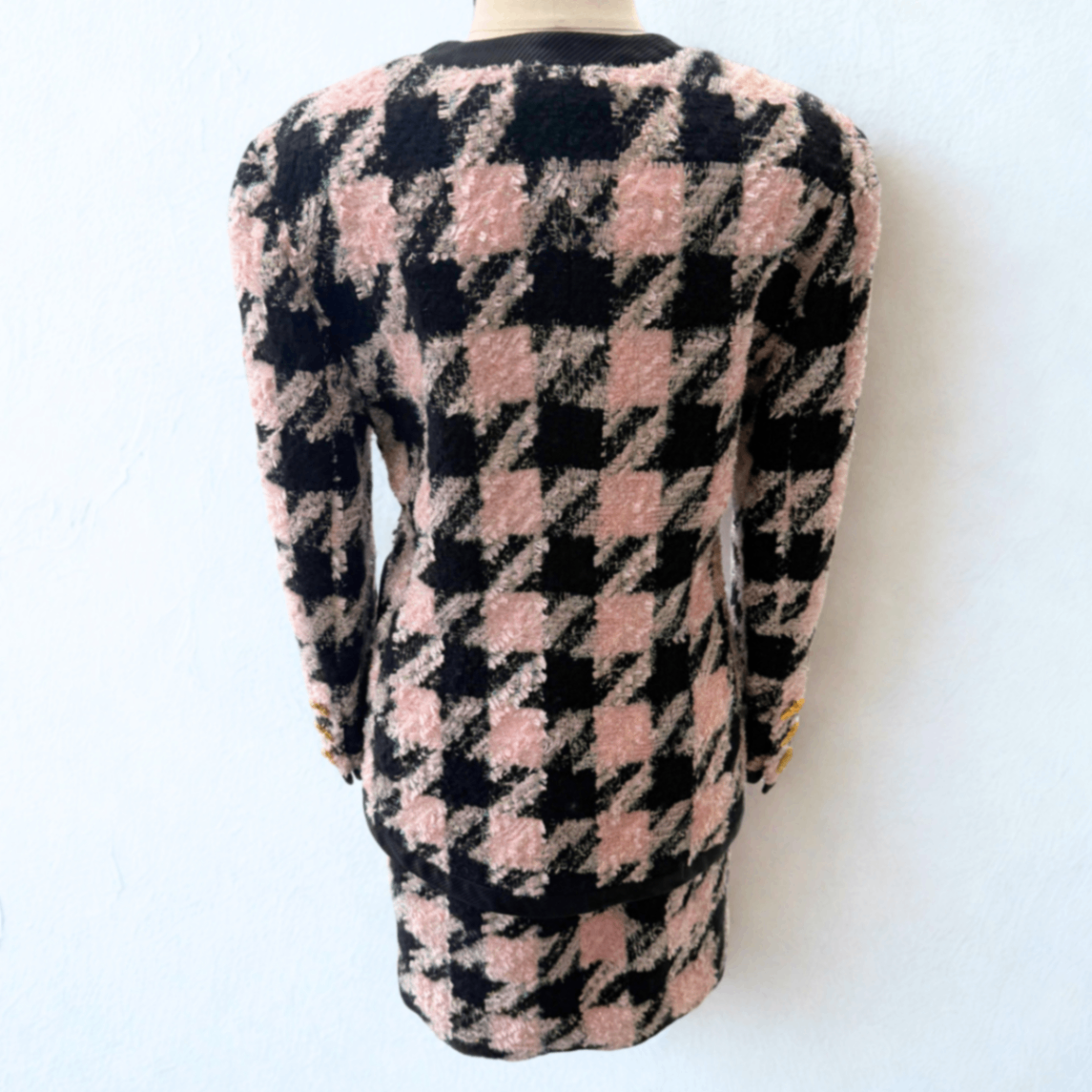 ESCADA Vintage Pink Houndstooth Skirt Sz 38