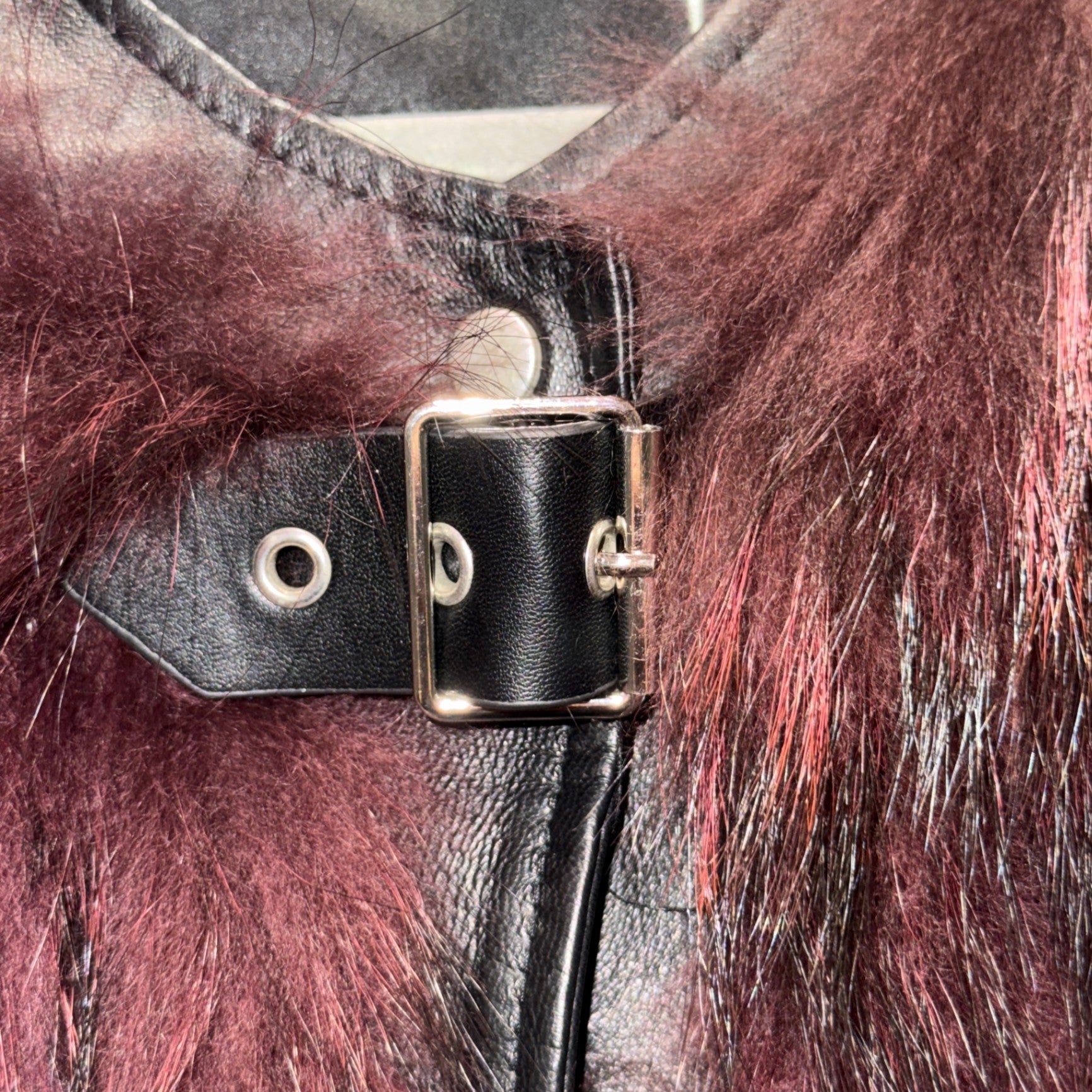 DIOR Burgundy Fur Jacket Sz 38