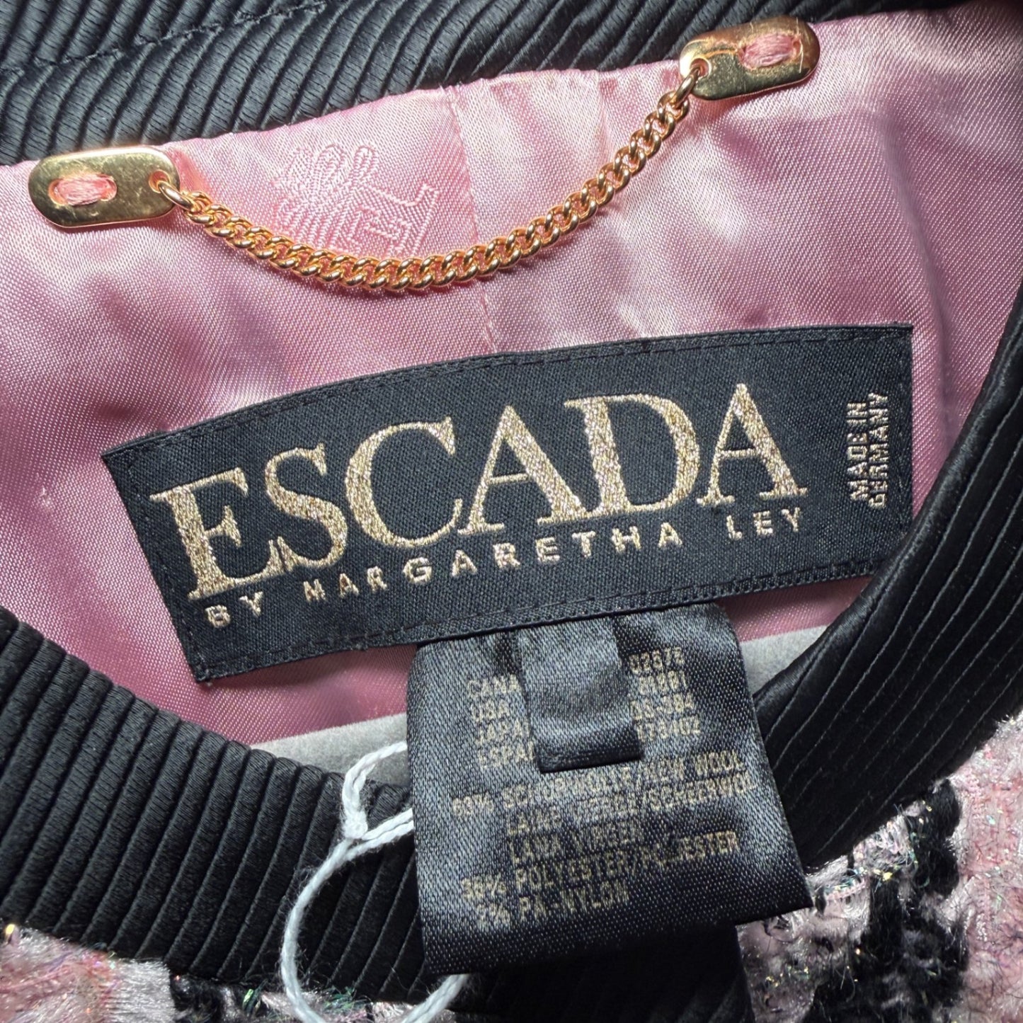 ESCADA Vintage Pink Houndstooth Jacket Sz 38