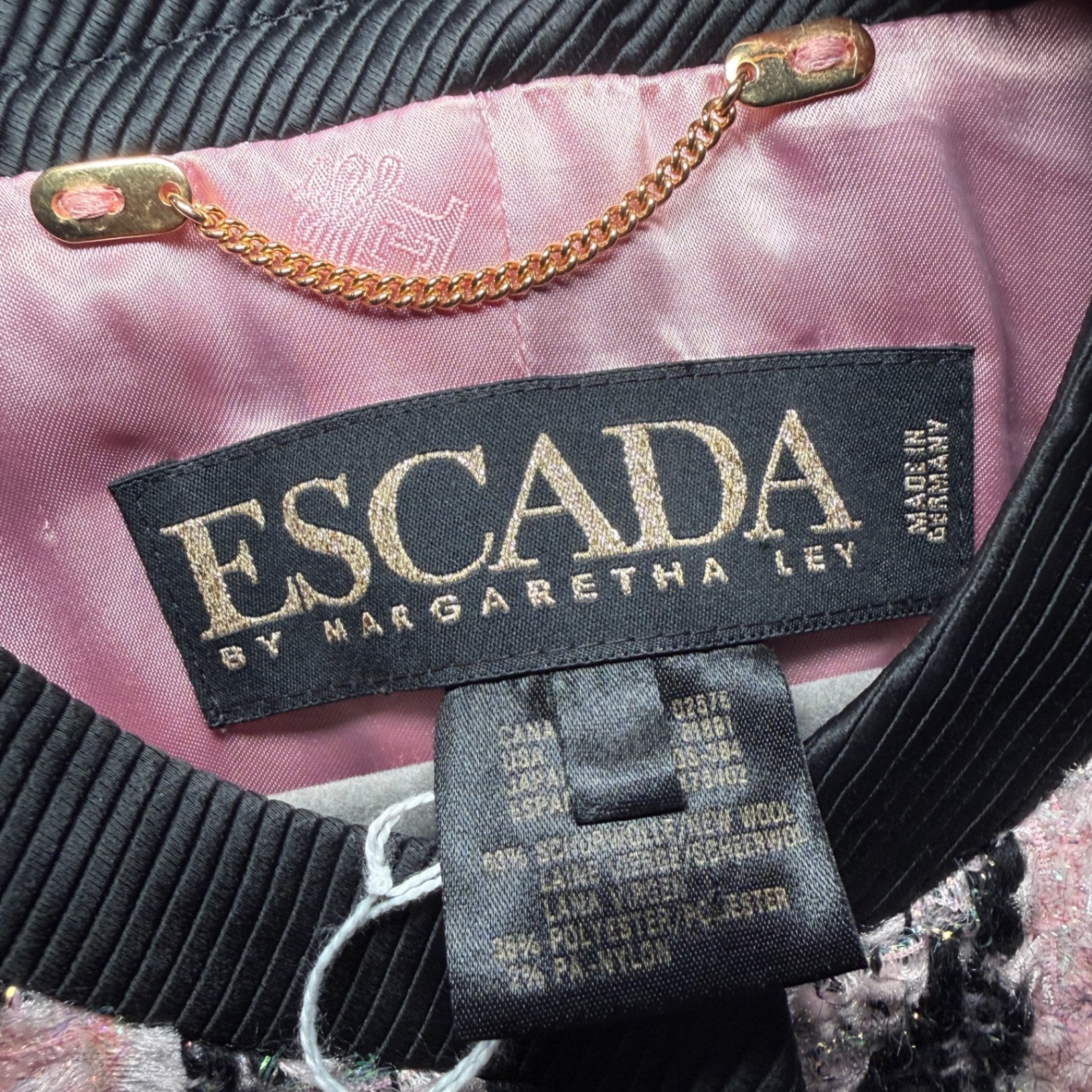 ESCADA Vintage Pink Houndstooth Jacket Sz 38