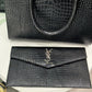 SAINT LAURENT Crocodile Uptown Tote Black