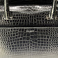 SAINT LAURENT Crocodile Uptown Tote Black