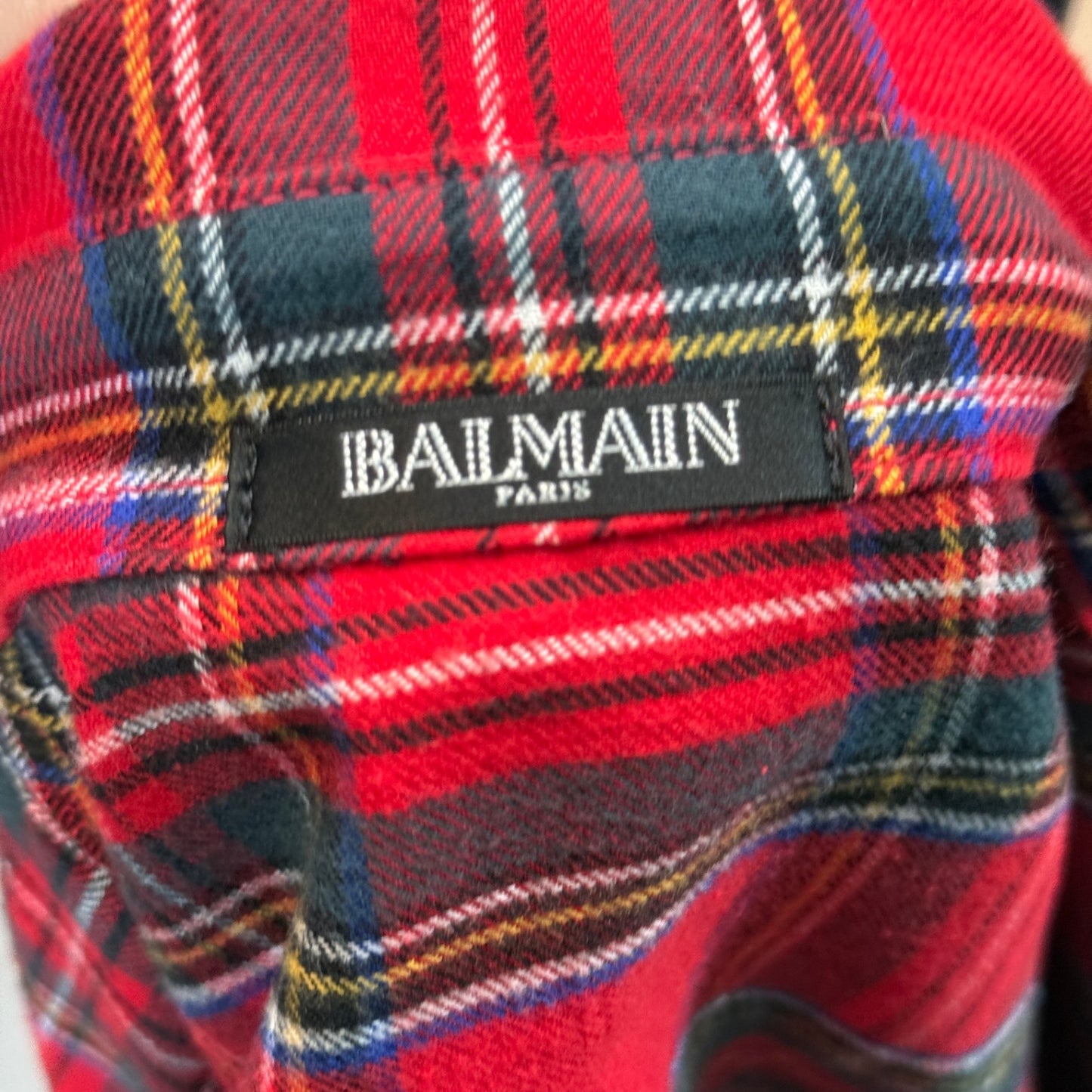 BALMAIN Red Checked Shirt Sz 38