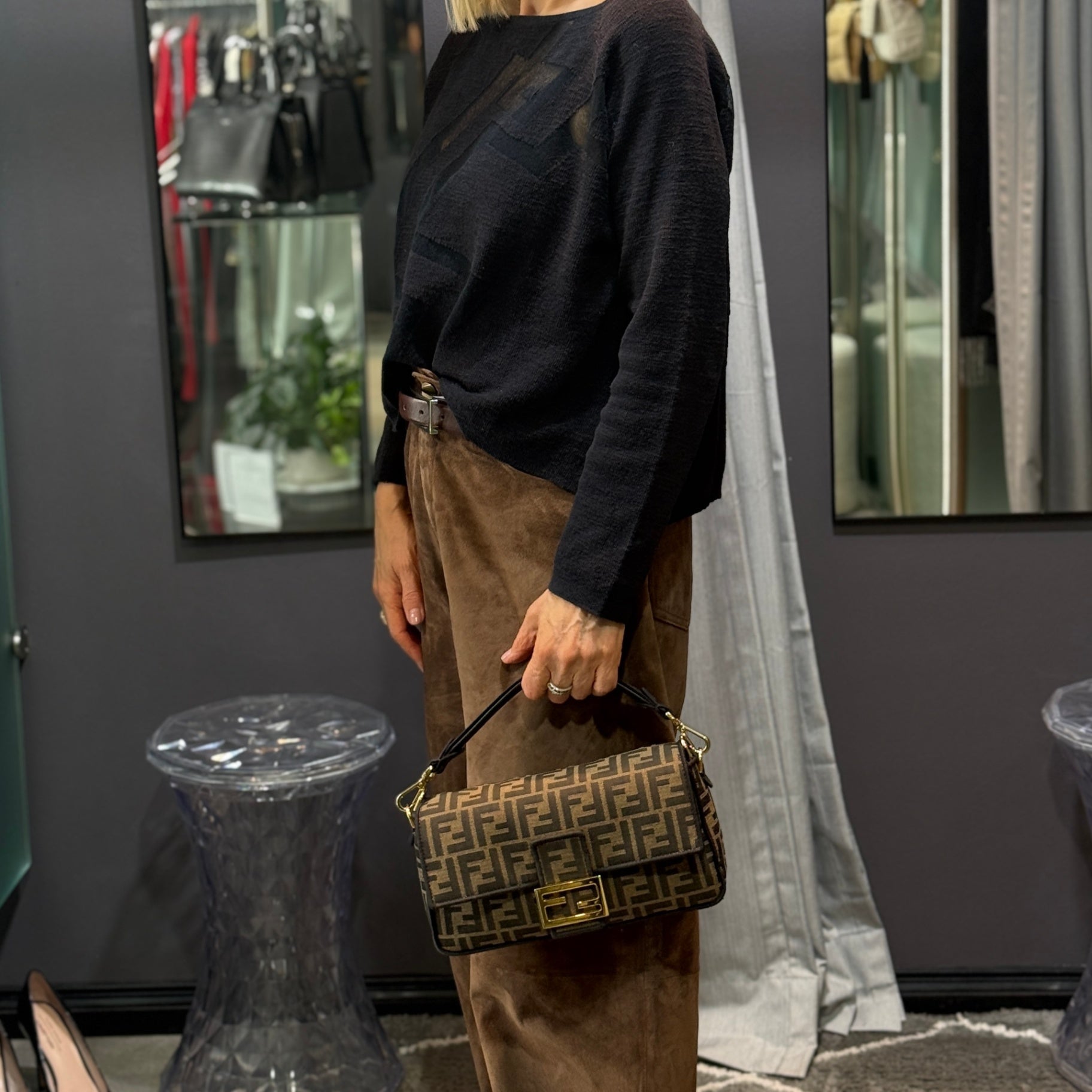 FENDI Zucca FF Canvas Baguette