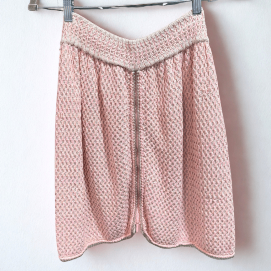 CHANEL SS11 Pink Bouclé Knit Zip Skirt Sz 40