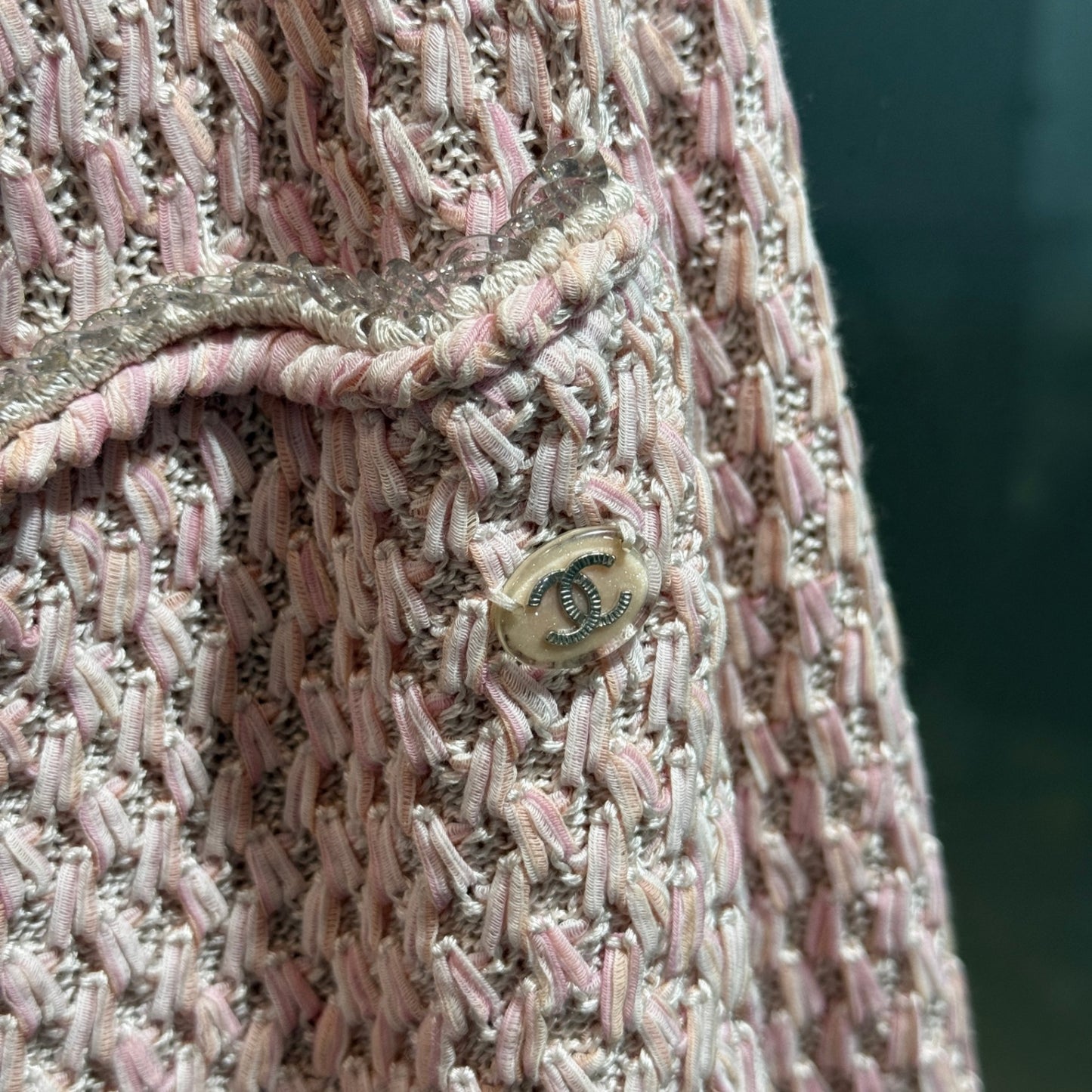 CHANEL SS11 Pink Bouclé Knit Zip Skirt Sz 40
