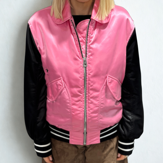 CHRISTIAN DIOR Pink/Black Cruise Bomber Jacket (Small)