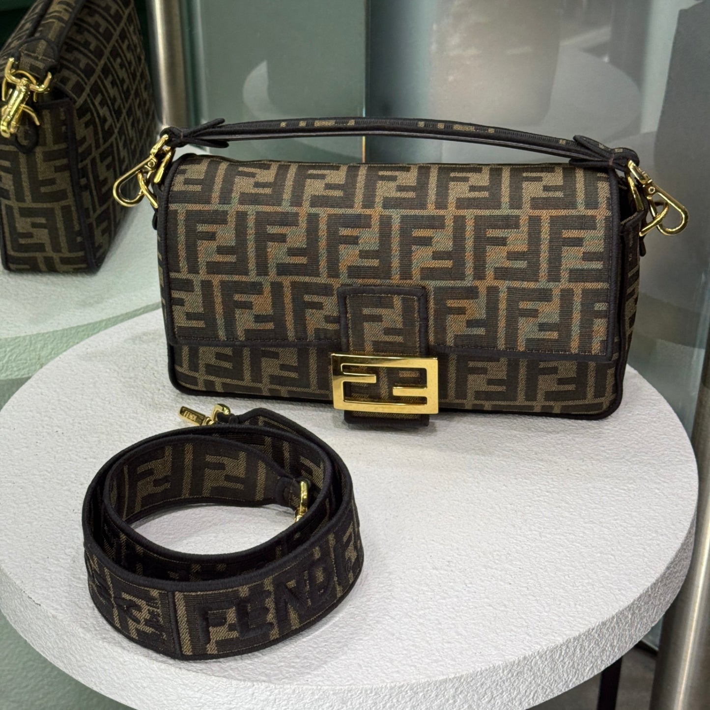 FENDI Zucca FF Canvas Baguette
