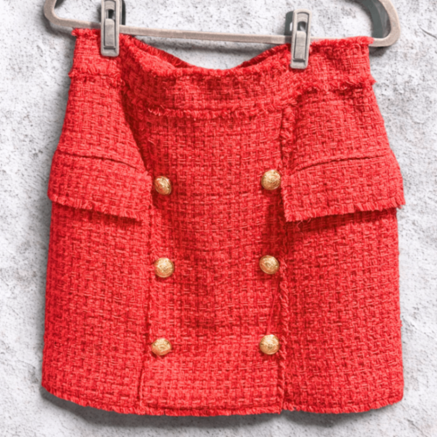 BALMAIN Red Mini Skirt Sz 42