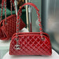 CHANEL Patent Red Mademoiselle Bowling Bag