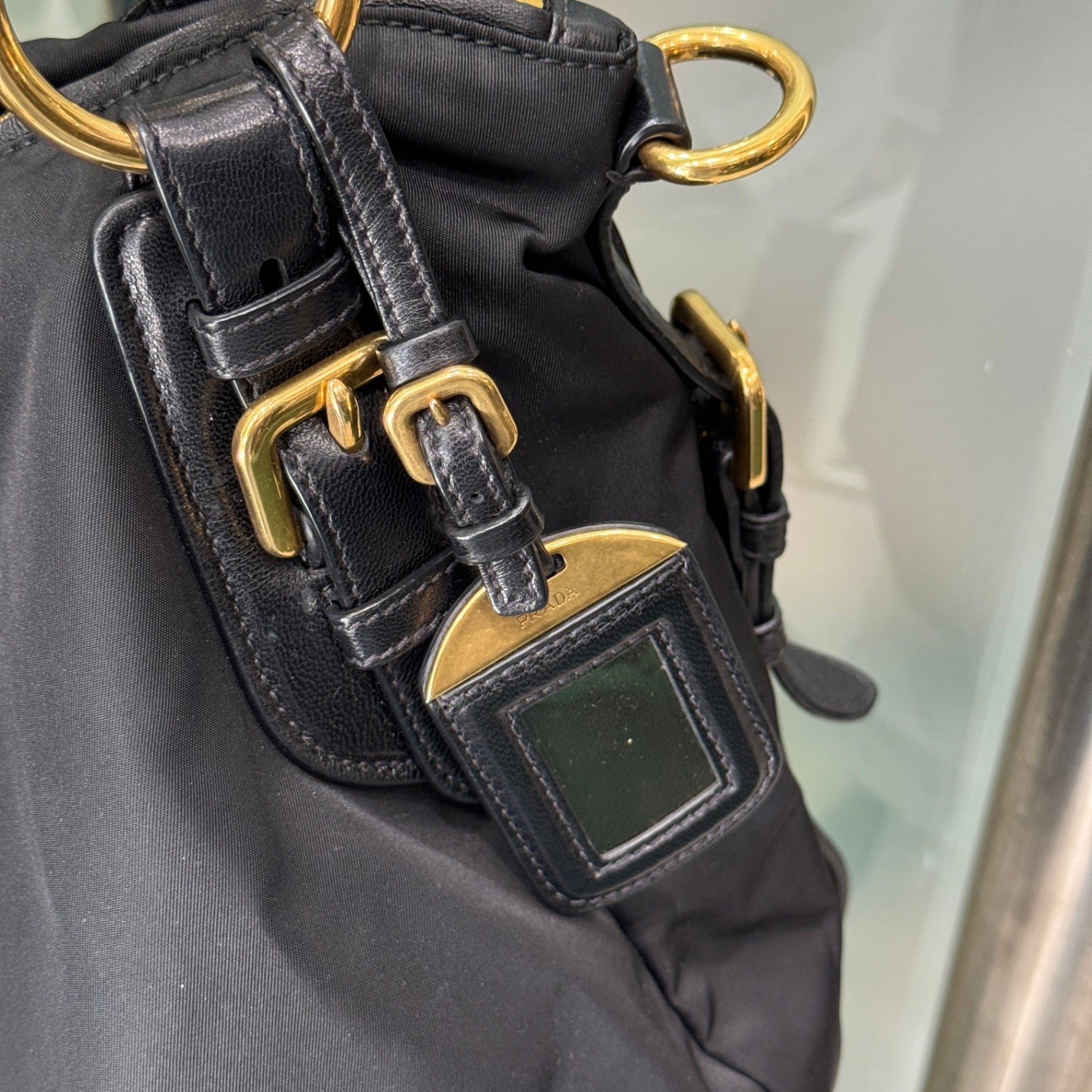 PRADA Tessuto Nylon Vitello Daino Shopping Bag