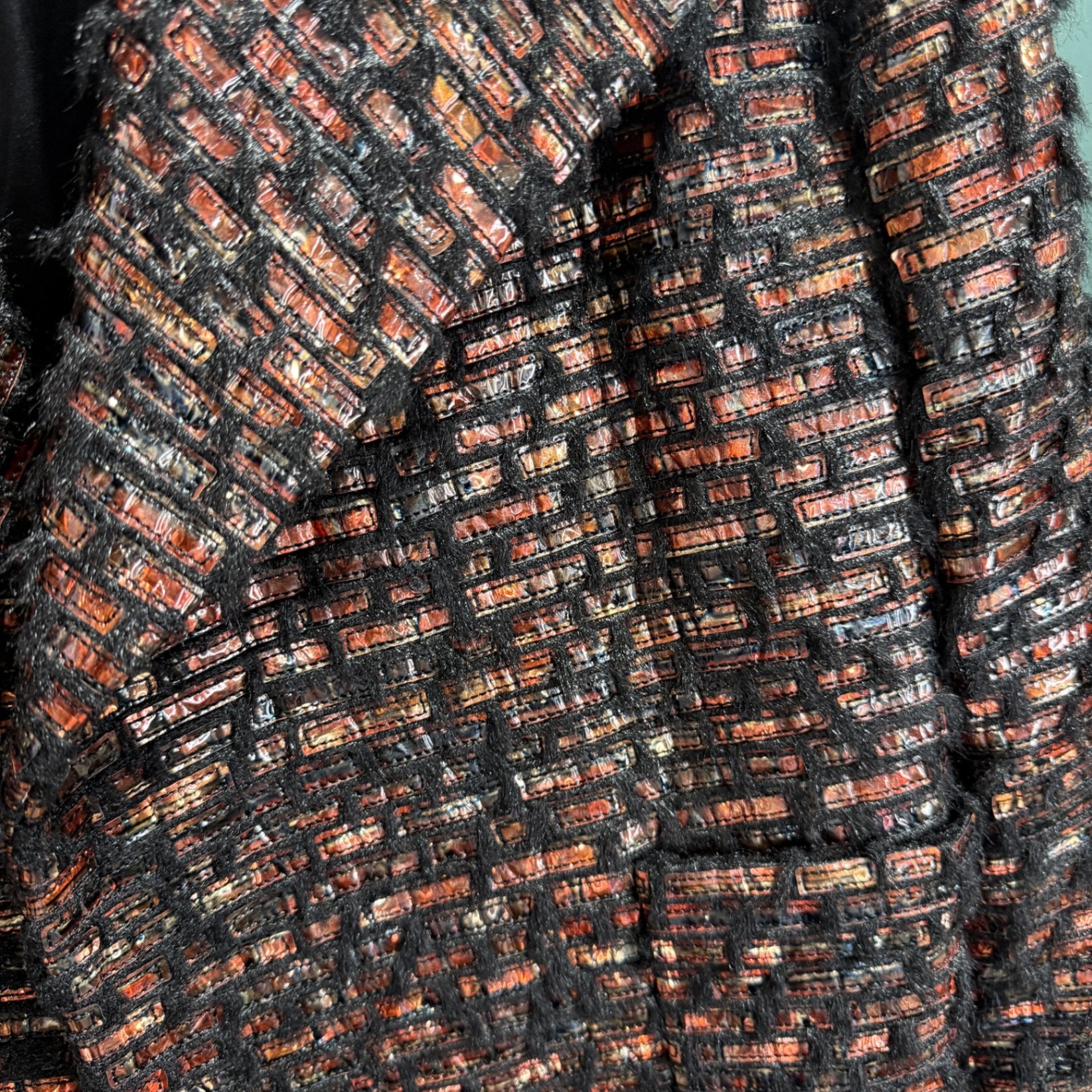 CHANEL Tweed Black & Orange Jacket Sz 40