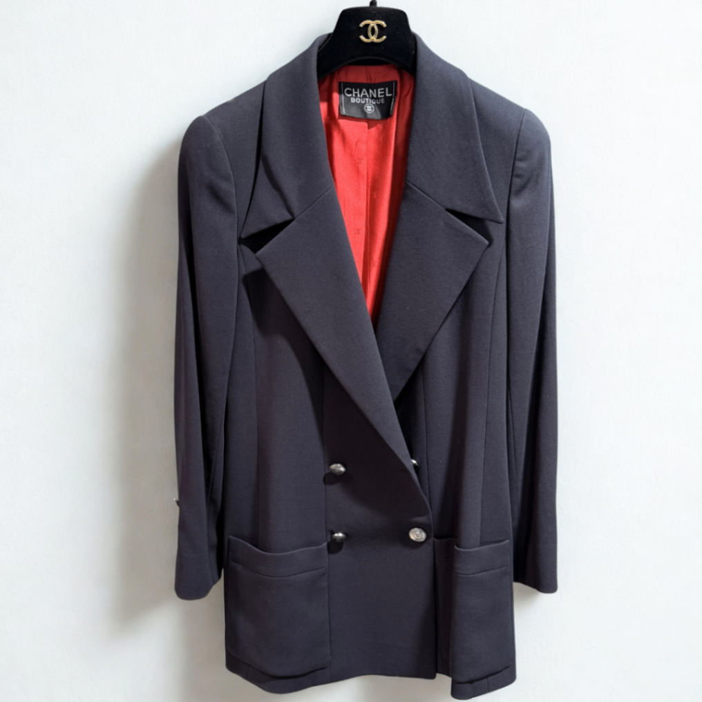 CHANEL Vintage Navy Wool Blazer Sz 40