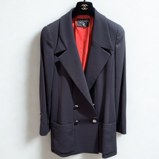 CHANEL Vintage Navy Wool Blazer Sz 40
