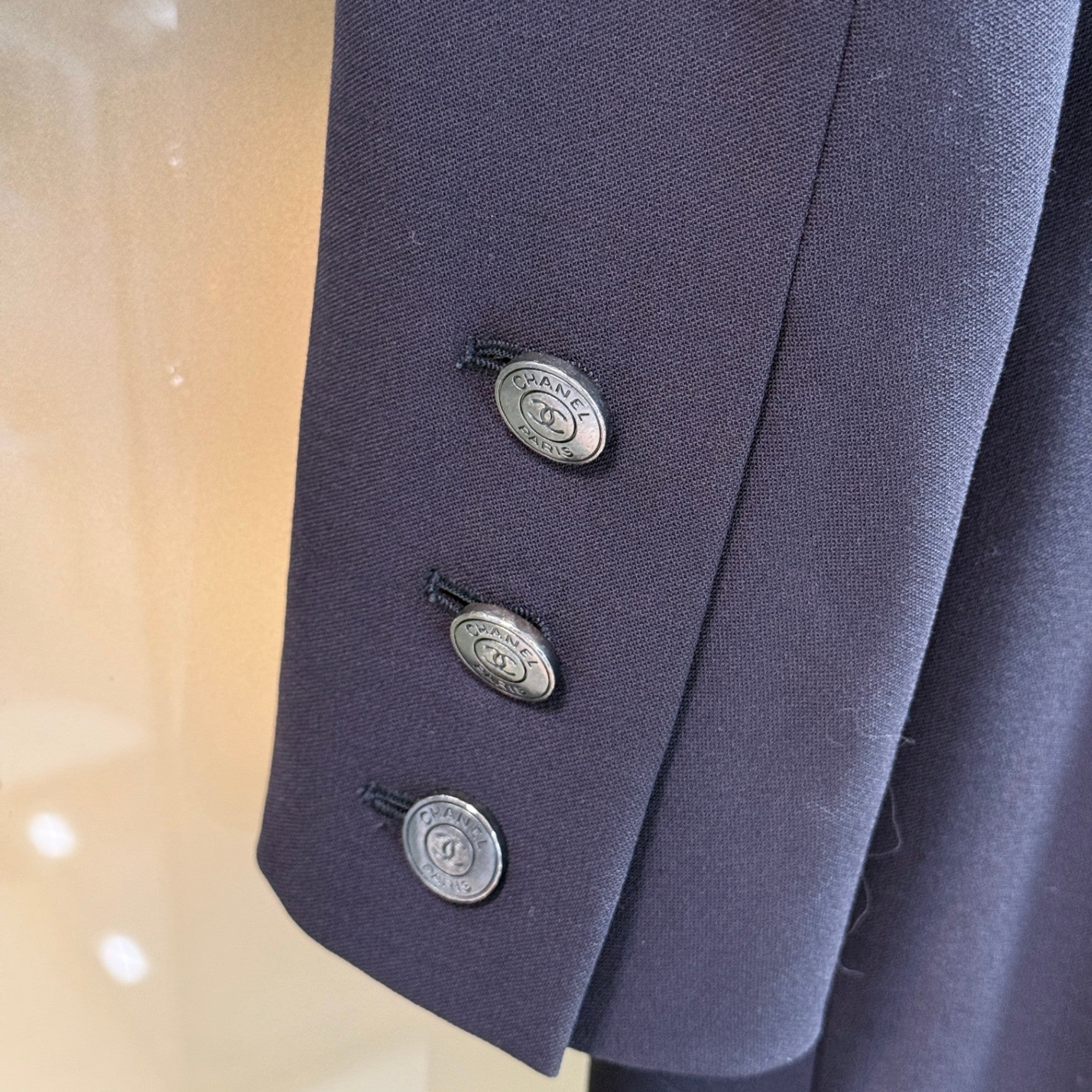 CHANEL Vintage Navy Wool Blazer Sz 40